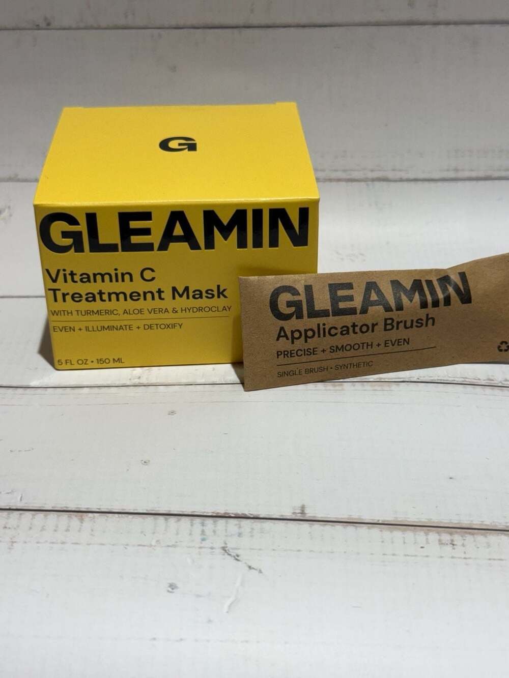 Gleamin Vitamin C Treatment Mask 5 oz 150mL + Applicator Brush Set NEW